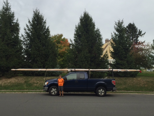 Spar builder Suzanne Leahy drove the spars to Hudson atop her pickup